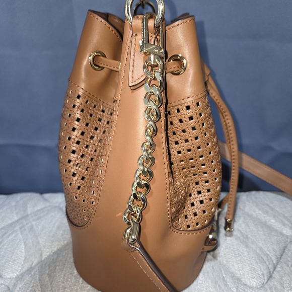 Michael Kors Brown Leather Perforated Shoulder Bag - Picture 5 of 10